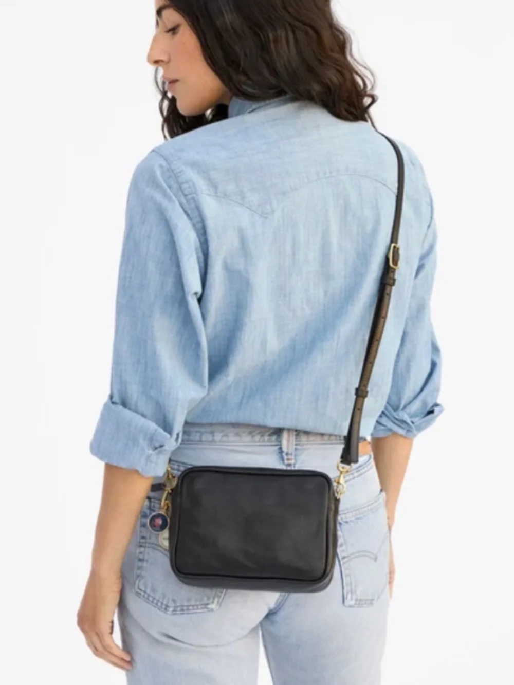 Clare V. Midi Sac in Black Petit Caviar